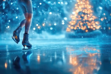 Graceful Glide of Skate Blade Across Sparkling Ice