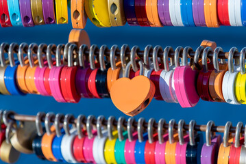 Love Keys heart shaped key on the Umeda sky building, Osaka Japan.