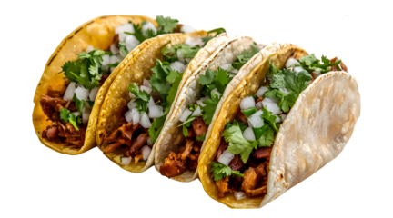 Authentic Al pastor tacos isolated on a transparent background