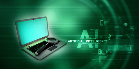 3d rendering Laptop search concept