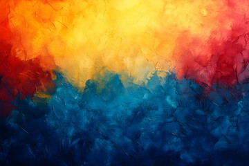 Fototapeta premium Abstract Background - Orange, Yellow, Red and Blue Textured Painting