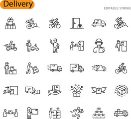 Delivery Services Icon Set for Business Logistics
