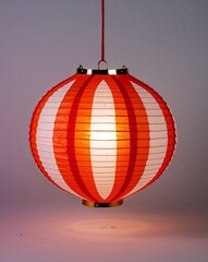 Obraz premium Traditional paper lantern with a bright red and white design