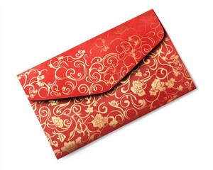 A beautifully designed red envelope with gold floral patterns for special occasions.