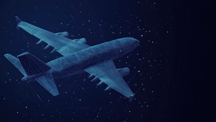 Wireframe Airplane in Blue