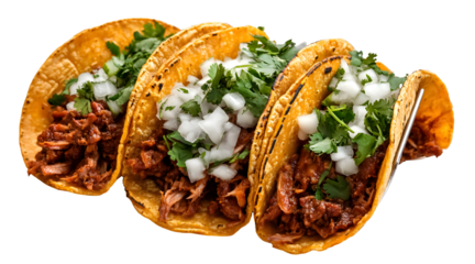 Authentic Al pastor tacos isolated on a transparent background