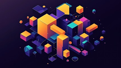 Abstract Geometric Composition with Vibrant Colors