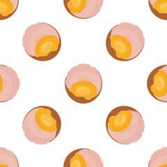 Seamless pattern of boiled eggs, perfect for food blogs, restaurant menus, or kitchen textiles