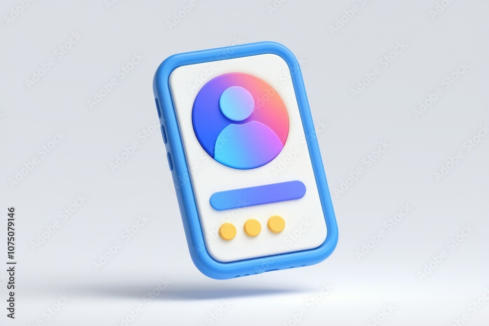 Aufkleber blue smartphone with a user icon login screen and three yellow dots.