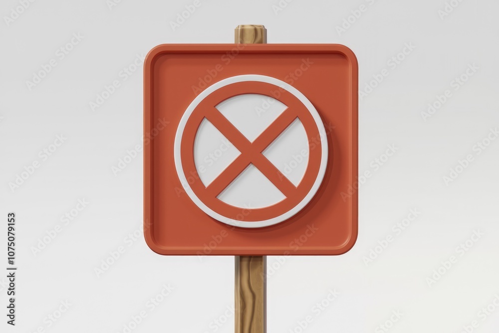 Poster A red square sign with a white circle and red X in the middle.