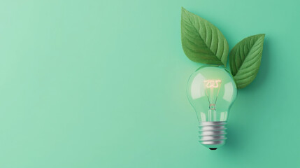 Sustainability Innovation Green Entrepreneurship Lightbulb with Leaves 3D