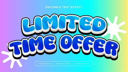 Purple Violet Blue Yellow And White Limited Time Offer 3d Editable Text Effect - Font Style
