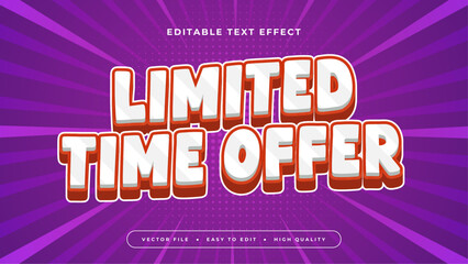 Purple Violet Red And White Limited Time Offer 3d Editable Text Effect - Font Style