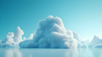 3D Illustration - Dreamlike Cloudscape over Tranquil Water