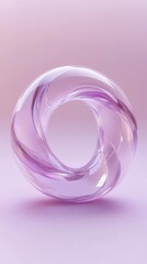 Obraz premium Creative Pattern Abstract Advertising Background Featuring Geometric Rotating Curves of Transparent Glass Rings with Perspective Rules, Set Against a Light Purple Dreamy Aesthetic Background, Showcasi
