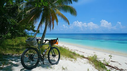 Fototapeta premium Explore the tranquil beachside with your bicycle
