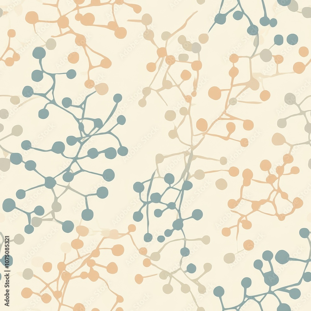 Poster A soft minimalistic pattern featuring interconnected organic shapes in muted colors on a light background