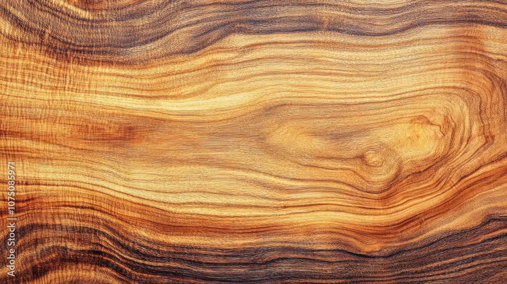 Poster a beautiful close-up of smooth polished wood highlighting natural grain patterns and warm tones in d