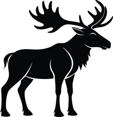 moose silhouette, deer silhouettes vector black  