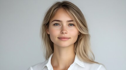 Naklejka premium Young woman smiling brightly in natural light