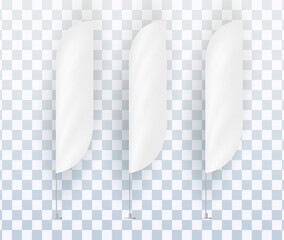 Vector set of different white waving advertisement banner flag. Vector mock up..