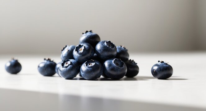 Whole blueberries with dark blue skin closeup.