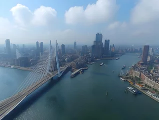 Photo - Erasmus Bridge Rotterdam Cityscape Aerial View