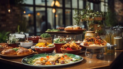 Obraz premium A photo of a gourmet brunch cafe