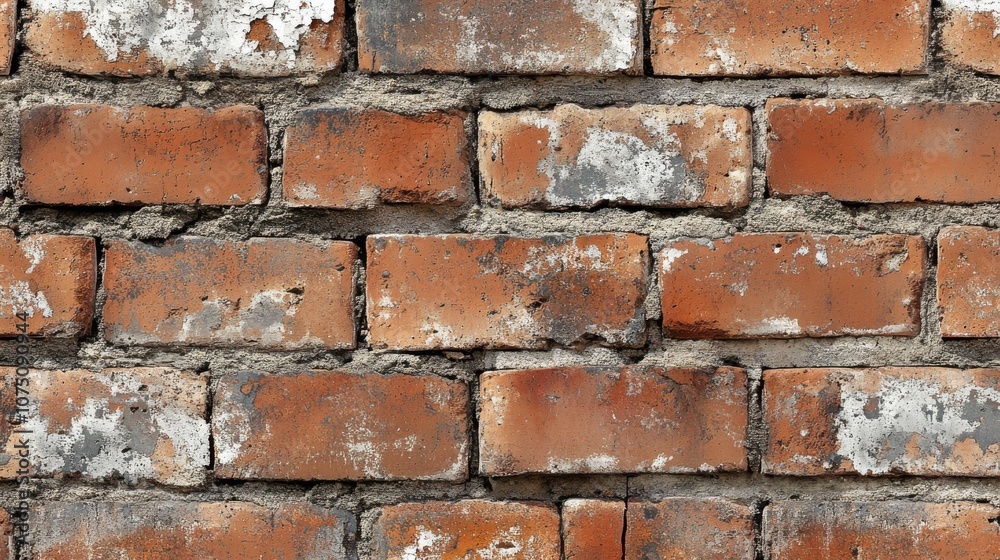 Poster worn red brick wall texture showcasing seamless patterns and aged details in a quaint architectural 