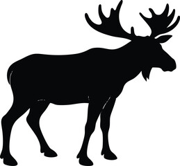 moose silhouette, deer silhouettes vector black  