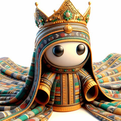 Fototapeta premium 3D Macro Close Up of Reyes Magos Ceremonial Robes, Intricate Fabric Texture, Festive Patterns, Ideal for Magazine Ads and Banners, Ample Copy Space, Isolated Icon on White Background