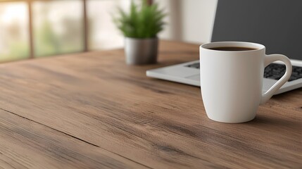 Coffee Break on Wooden Desk.