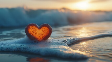 Fototapeta premium Create lasting memories with a heart-shaped stone on the beach