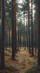 Obraz premium Tall Pine Trees in a Forest