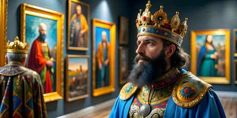 Reyes Magos Modern Art Gallery Glossy Background Copy Space Concept Artistic Scene Contemporary Art Pieces Space for Text Ideal Art-Themed Advertisements Magazine Covers