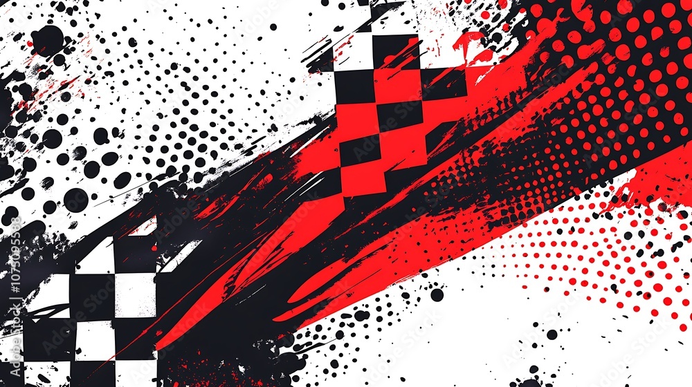 Poster Abstract racing background with checkered flag and grunge elements.