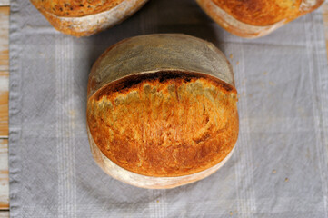 One home baked loaf of sourdough bread