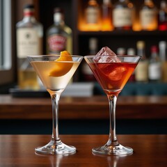 Cocktail-clinking duo set amidst a lively bar scene