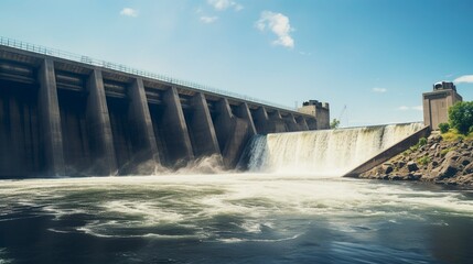 A photo of a hydroelectric dam with water flowing