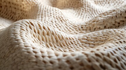 Obraz premium Woven rattan texture, soft beige, intricate and patterned