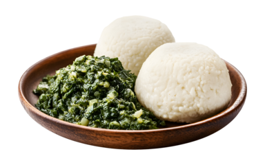 Authentic Ugali with Sukuma isolated on a transparent background