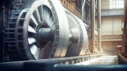 A photo of a hydroelectric turbine in a power plant.