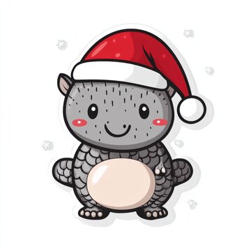 recommend clip art: Cute Winter Armadillo Character Sticker Art: Cute Christmas Sticker Clipart