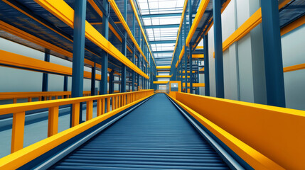 Fototapeta premium Futuristic Vertical Package Sorting Facility with Automated Conveyor Logistics Systems