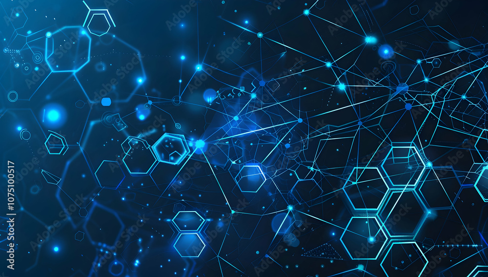 Poster Abstract technology background with a hexagonal pattern and connection lines