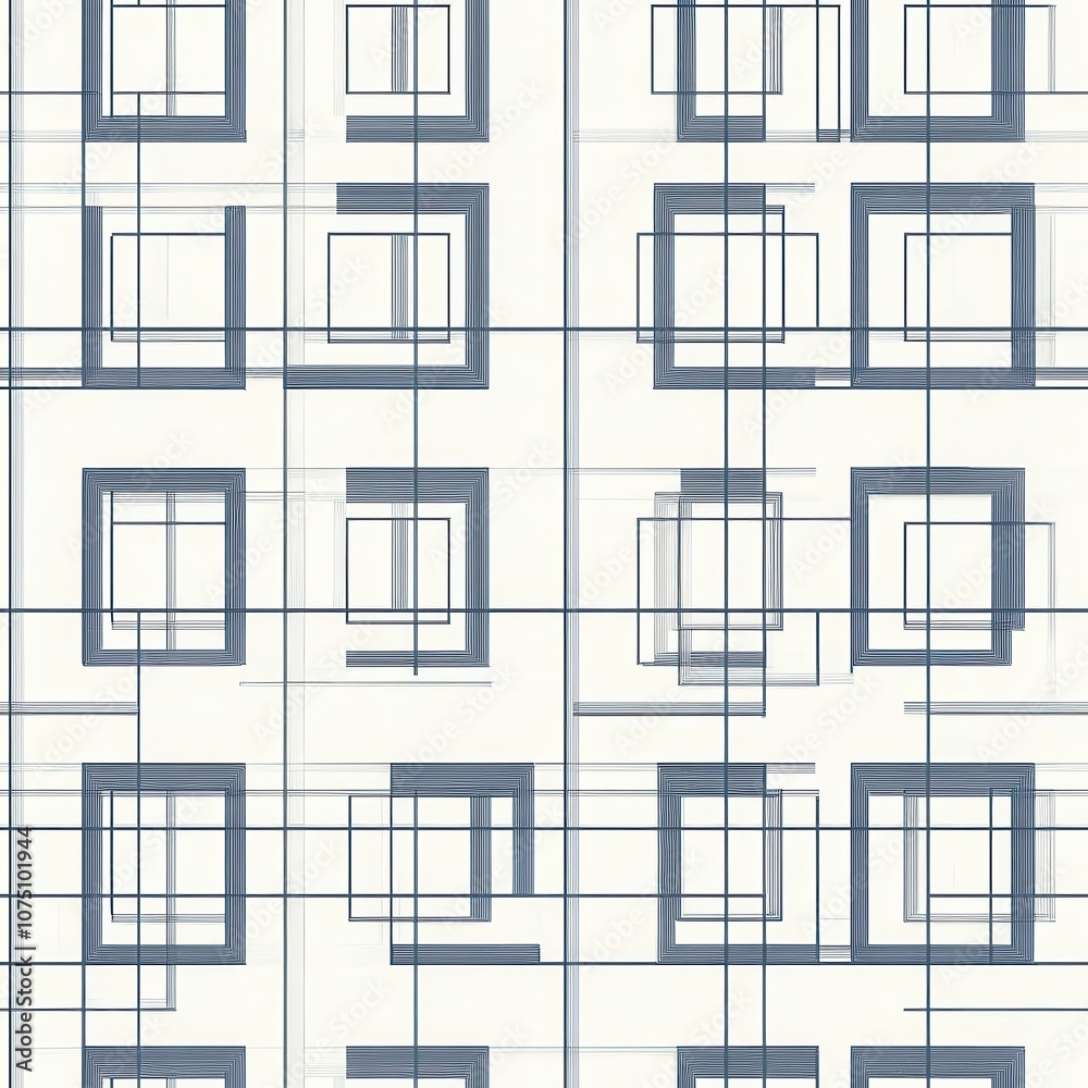 Aufkleber A minimalist pattern featuring thin outlined squares arranged in a grid on a light background for modern design applications