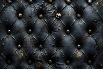 Fototapeta premium Photo - Black Leather Button Tufted Upholstery Texture Background