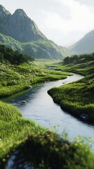 Serene Mountain River Landscape