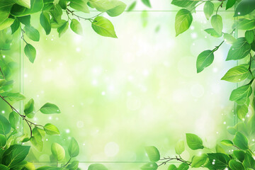 Obraz premium The spring background features green leaves 