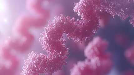 Fototapeta premium 3D Illustration Pink Molecular Structure Biology Science